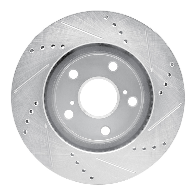 Lexus HS250H Brake Rotor (1) - Front Left - R1 Concepts - Drilled & Slotted - Silver - `06-`18